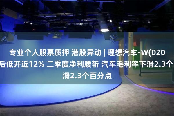 专业个人股票质押 港股异动 | 理想汽车-W(02015)绩后低开近12% 二季度净利腰斩 汽车毛利率下滑2.3个百分点