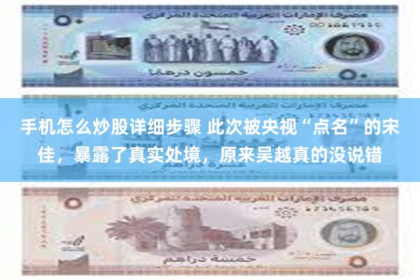 手机怎么炒股详细步骤 此次被央视“点名”的宋佳，暴露了真实处境，原来吴越真的没说错